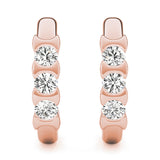 3-Stone Lab Diamond Rose Gold Earrings
