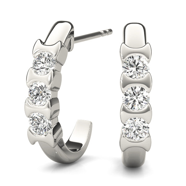 14K White Gold Lab Diamond Trio Earrings