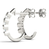 White Gold 3-Stone Lab Diamond Earrings