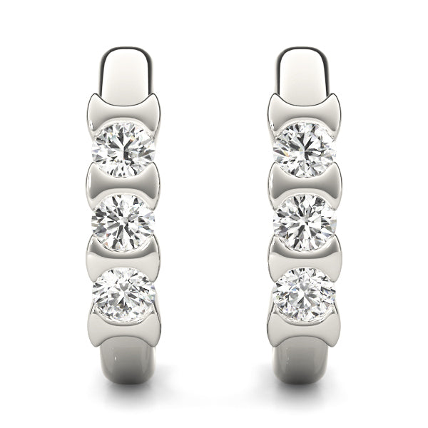 White Gold 3-Stone Lab Diamond Earrings