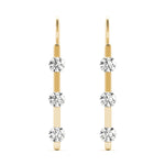 14K Yellow Gold Lab Diamond 3-Stone Earrings
