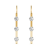 14K Yellow Gold Lab Diamond 3-Stone Earrings