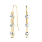 18K Yellow Gold Lab Diamond 3-Stone Earring Pair
