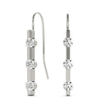 White Platinum 3-Stone Diamond Stud Earrings