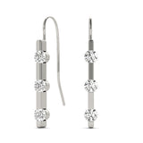 White Platinum 3-Stone Diamond Stud Earrings