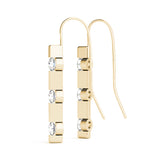 18K Yellow Gold Lab Diamond 3-Stone Earring Pair