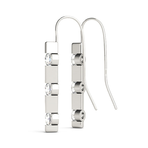 14K White Gold Lab Diamond 3-Stone Earrings