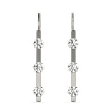 White 18K Gold Lab Diamond 3-Stone Earrings