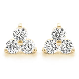 18K Yellow Gold Lab Diamond 3-Stone Earrings