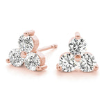 3-Stone Lab Diamond Rose Gold Earrings