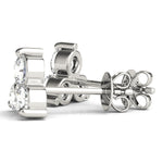 White Platinum 3-Stone Diamond Stud Earrings