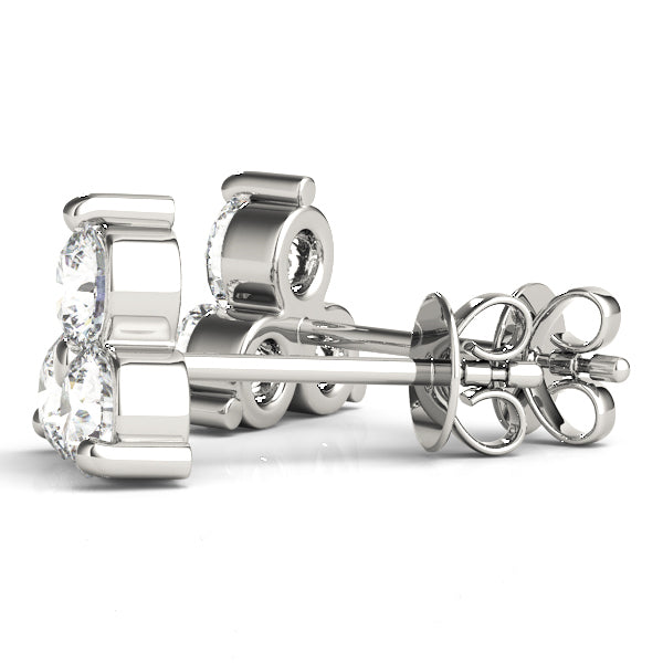 White Platinum 3-Stone Diamond Stud Earrings