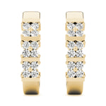 Yellow Gold Diamond J-Hoop Earrings - Lab Grown