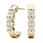 14K Yellow Gold Diamond J-Hoop Earrings