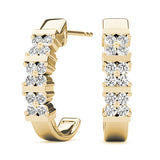 14K Yellow Gold Diamond J-Hoop Earrings