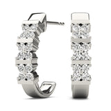 14K White Gold Lab Diamond Hoop Earrings