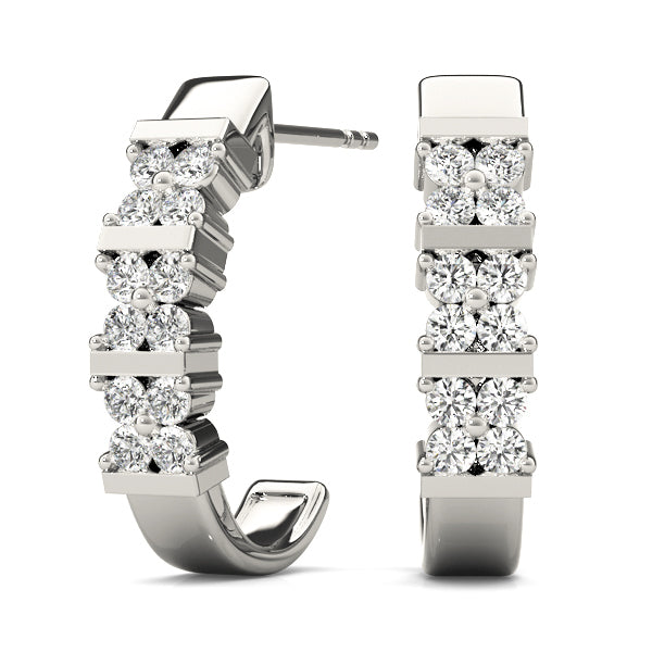 14K White Gold Lab Diamond Hoop Earrings
