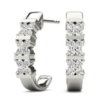 18K White Gold Lab Diamond J-Hoop Earrings