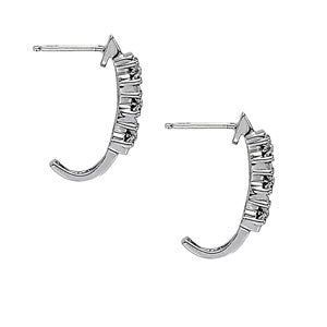 18K White Gold Lab Diamond J-Hoop Earrings