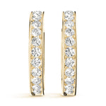 14K Yellow Gold Diamond Hoop Earrings