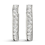 Platinum White Diamond Hoop Earrings