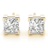 14K Yellow Gold Square Diamond Stud Earrings