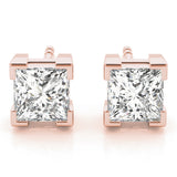 Rose Gold Lab Diamond Square Stud Earrings