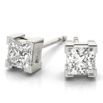 White Platinum 0.1CT Square Diamond Stud Earrings