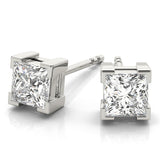 White Platinum 0.1CT Square Diamond Stud Earrings