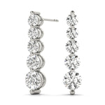 14K White Gold Round Diamond Journey Earrings