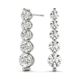 White Platinum Diamond Journey Stud Earrings