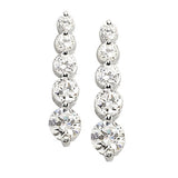 14K White Gold Round Diamond Journey Earrings