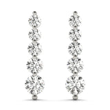 14K White Gold Round Diamond Journey Earrings
