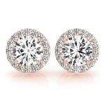 Rose Gold Lab Diamond Halo Earring Pair