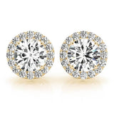 Yellow Gold Lab Diamond Halo Earring Pair