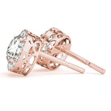Rose Gold Lab Diamond Halo Earring Pair