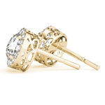 Yellow Gold Lab Diamond Halo Earring Pair