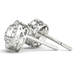 White Gold Lab Diamond Halo Earring Pair