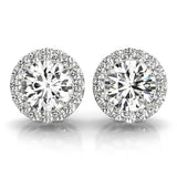 White Gold Lab Diamond Halo Earring Pair