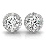 White Platinum Round Diamond Halo Earring Pair
