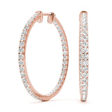 18K Rose Gold Diamond Hoop Earrings