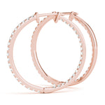 18K Rose Gold Diamond Hoop Earrings