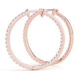 18K Rose Gold Diamond Hoop Earrings