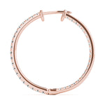 18K Rose Gold Diamond Hoop Earrings