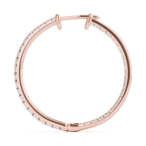 18K Rose Gold Diamond Hoop Earrings