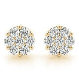 14K Yellow Gold 0.49ctw Diamond Cluster Earrings