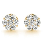 Yellow Gold 7-Stone Lab Diamond Cluster Earrings