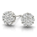 White Platinum 7-Stone Diamond Cluster Earrings