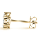 Yellow Gold 7-Stone Lab Diamond Cluster Earrings