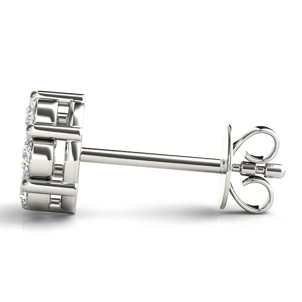 White Gold 7-Stone Lab Diamond Cluster Earrings